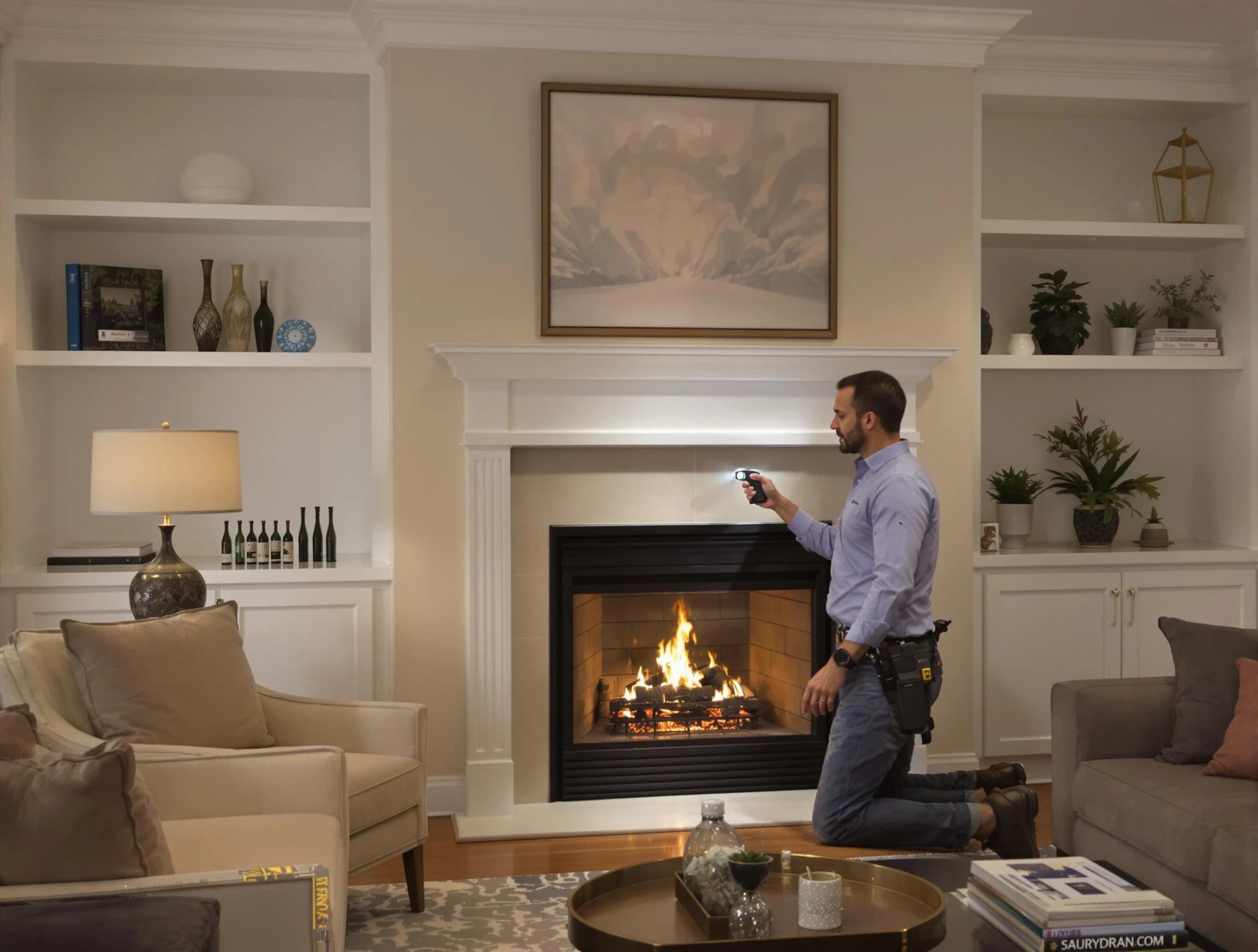 Sandia Heights Chimney Sweep conducting a fireplace safety inspection in Sandia Heights, NM