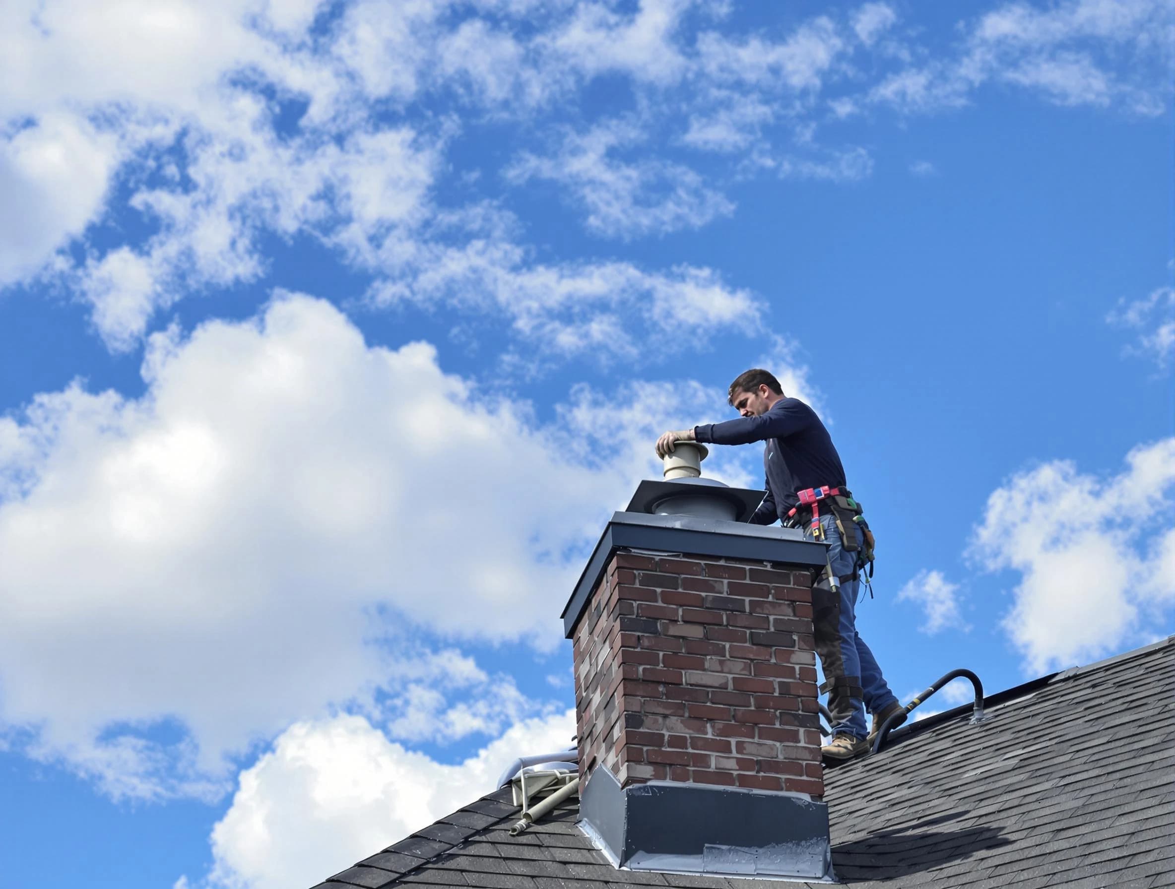 Sandia Heights Chimney Sweep installing a sturdy chimney cap in Sandia Heights, NM